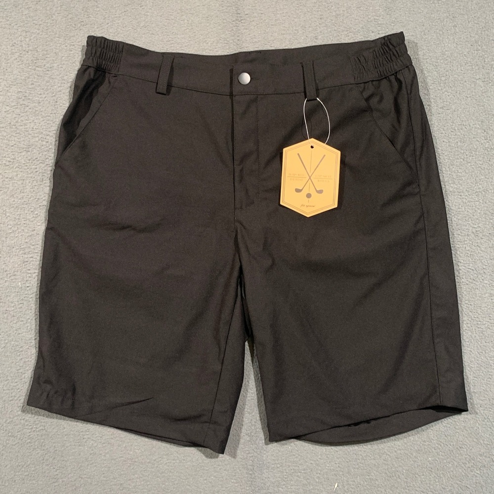 Fit Space Golf Shorts Mens L Black Memory Fabric Performance Wrinkle Resistant